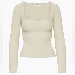 Aritzia Babaton Cream Sculpt Knit sweetheart Neckline Top